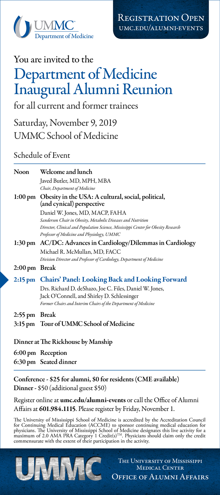 Department of Medicine Alumni Reunion invite